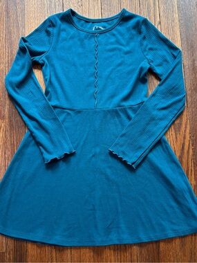 Art Class Teal Long Sleeve Ribbed Dress Target